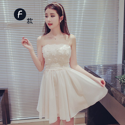 伴娘服短款2017冬季新款伴娘团礼服姐妹裙香槟色小礼服修身连衣裙