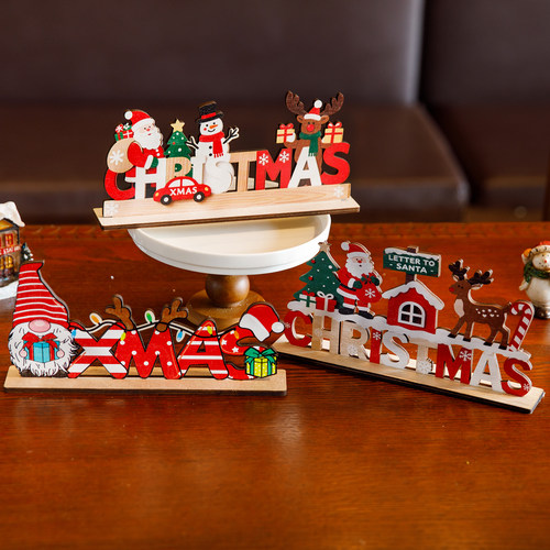 创意christmas字母牌木质摆件