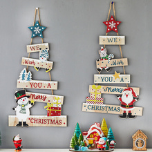 圣诞节装饰品老人雪人木梯圣诞树挂饰英文字母牌门挂橱窗场景布置