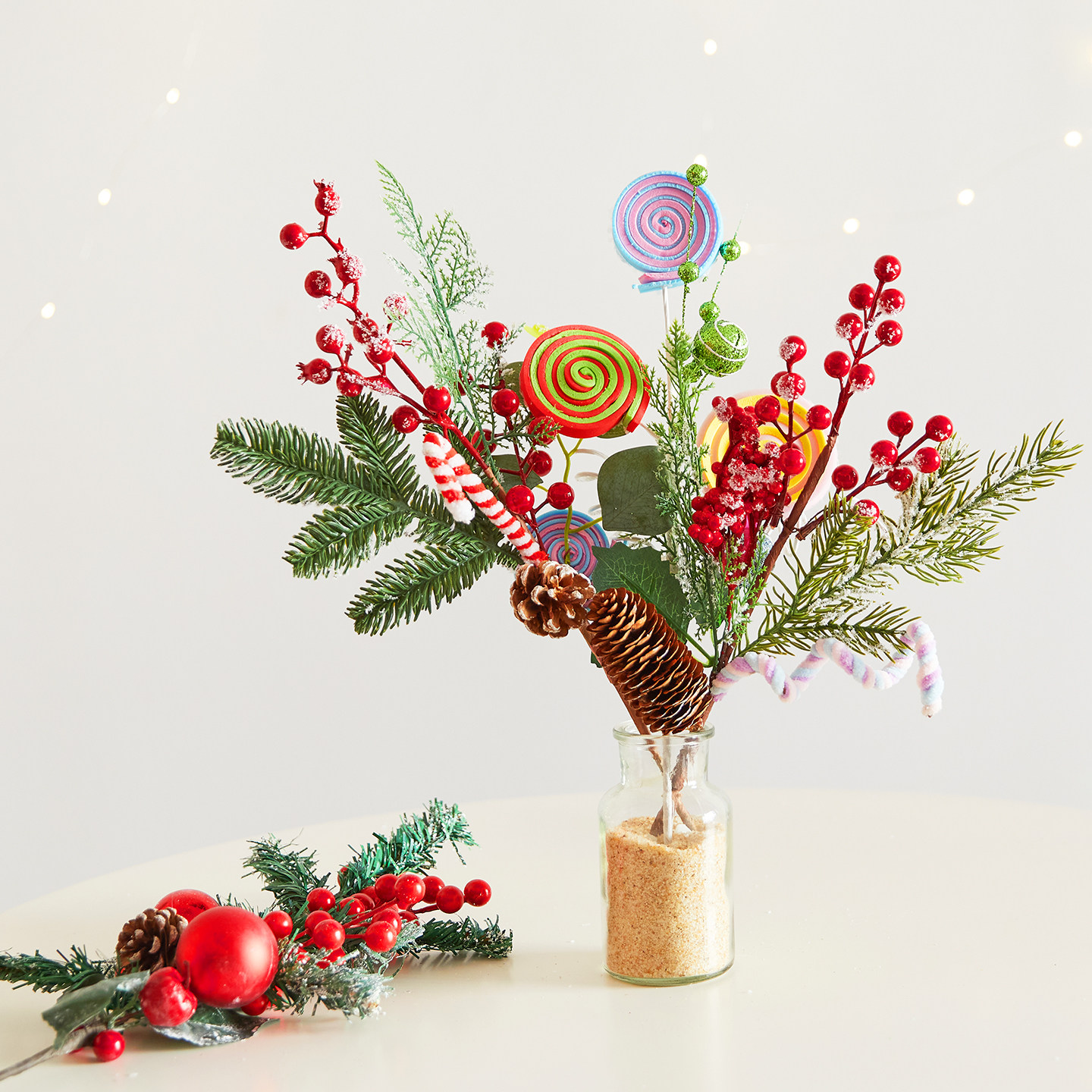 圣诞装饰红果松花针插条圣诞树