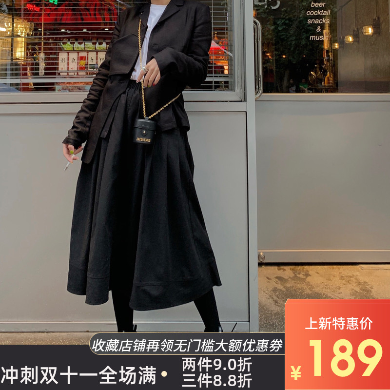 Placebo Chaopai Guochao Original Basics Versatile black Mid length version cdg Yohji Yamamoto skirtin the Women's clothing/Boutique , Skirts  category - from Buy2taobao.com to provide professional Taobao agent buy service