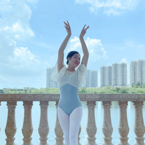 芭蕾体操连体练功服小飞袖形体