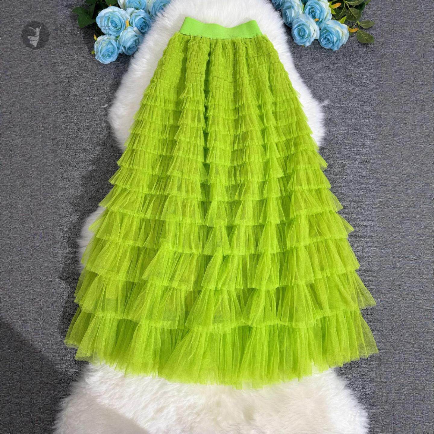 网纱半身裙女春夏装2025新款a字长裙显瘦层层蛋糕大裙摆蛋糕裙