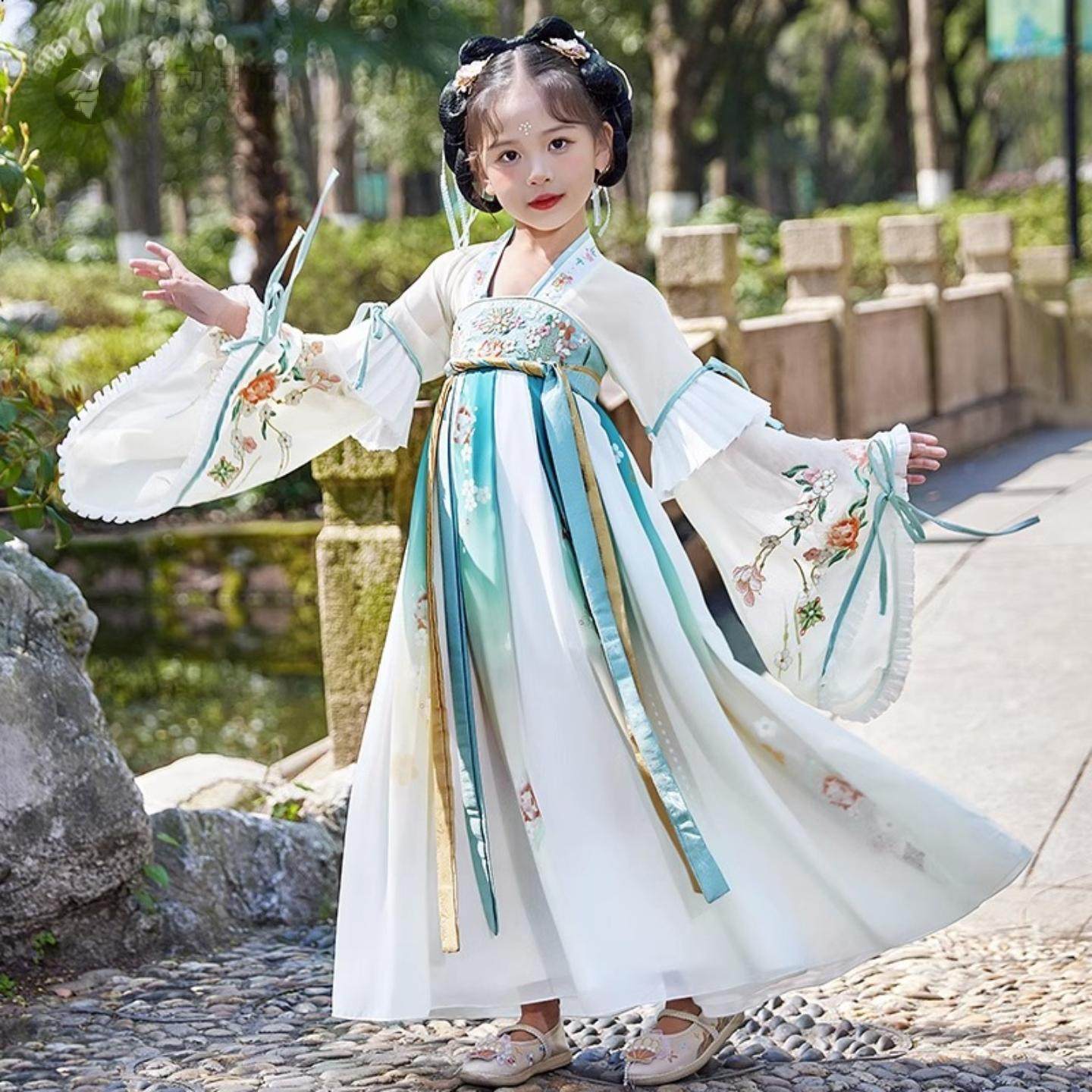 汉服女童夏季2026新款中超仙古装连衣裙女孩古风襦裙表演服装,童装/婴儿装/亲子装,汉服,淘宝优惠券,粉丝福利购,淘宝优惠卷