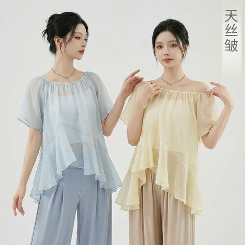 舞蹈服短袖纱衣中国舞练功罩衫