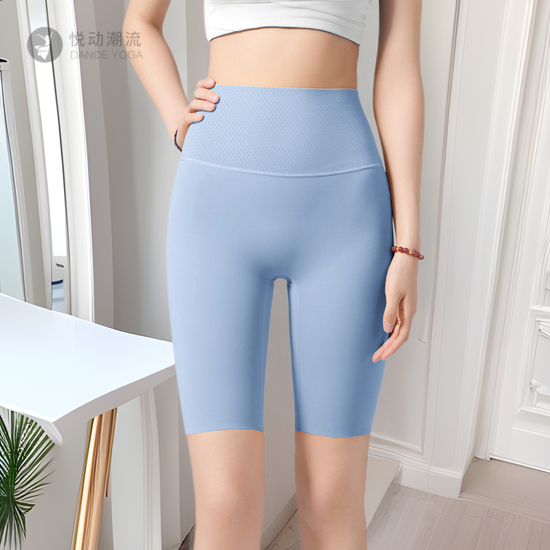 夏季蜂窝塑腰瑜伽服打底裤五分防卷边高腰外穿提臀痕瑜伽短裤女