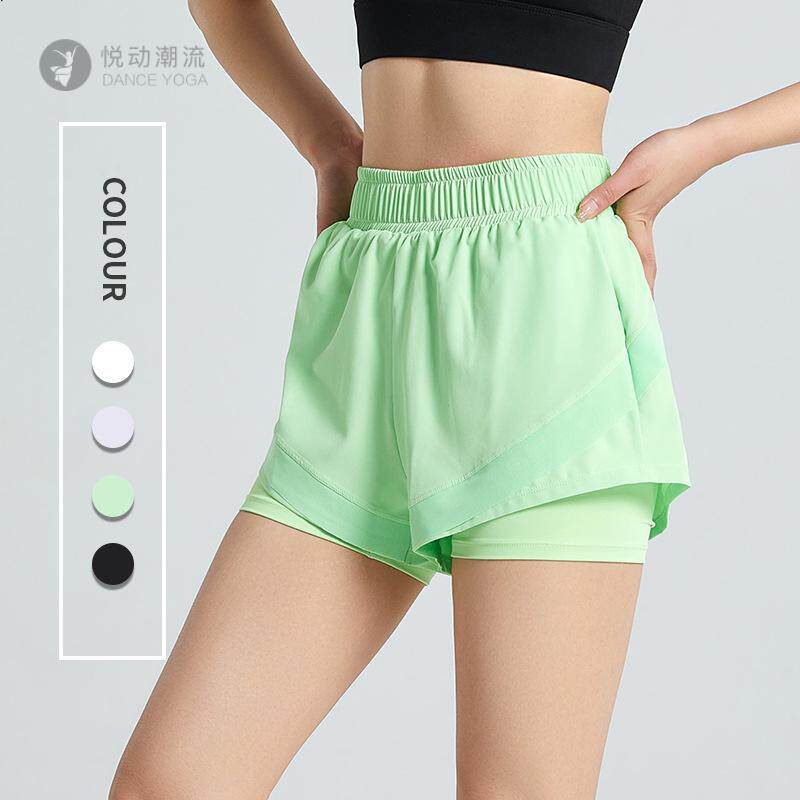 运动短裤女速干防走光宽松大码瑜伽裤跑步训练假两件健身裤外穿夏