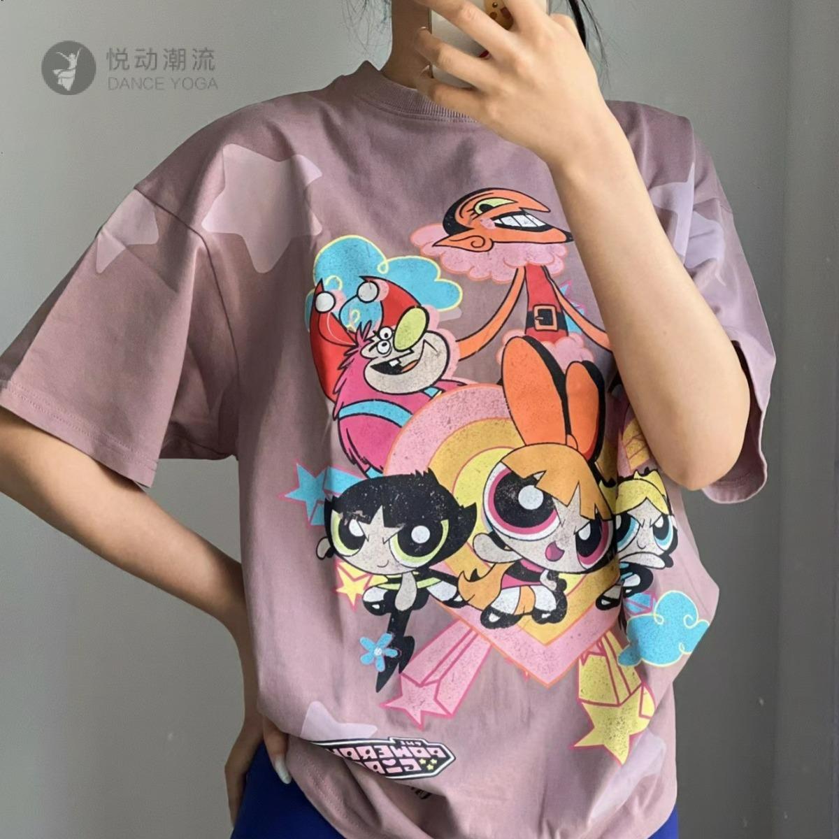印标可爱小女警运动健身T恤纯棉