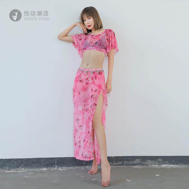 夏季仙女风露背印花肚皮舞服
