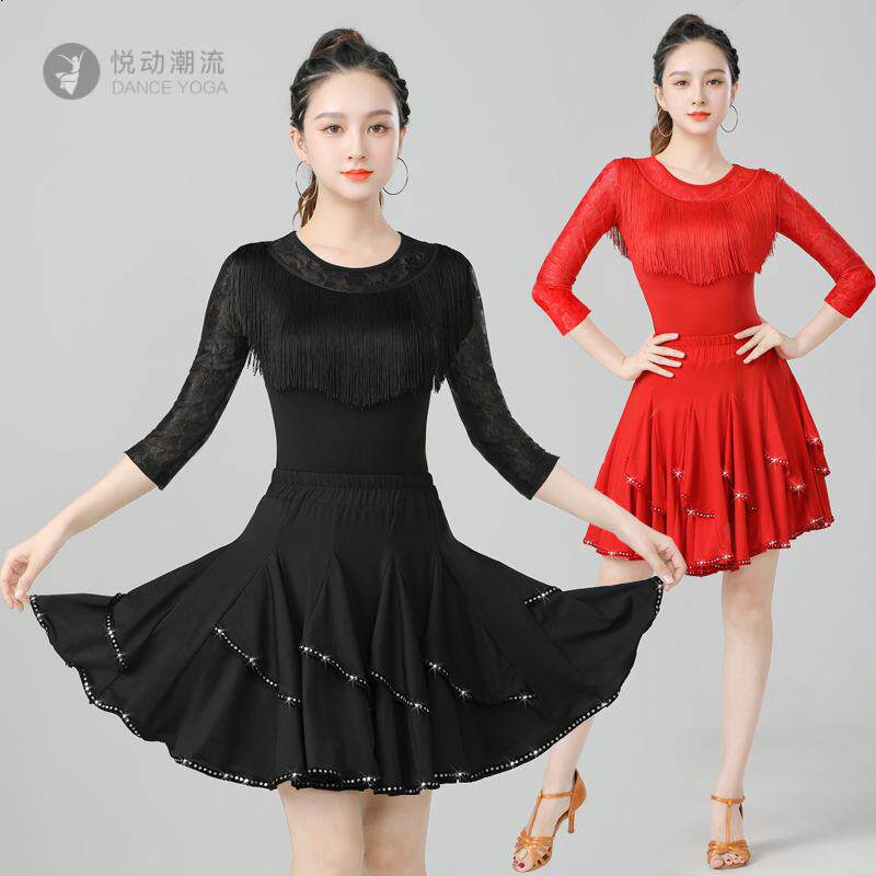 广场舞服装夏季新款套装流苏上衣拉丁舞服跳舞大摆裙舞蹈演出服女