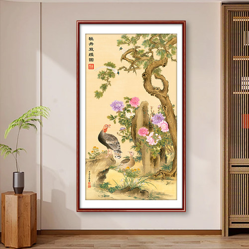 名画十字绣高级客厅牡丹花卉图