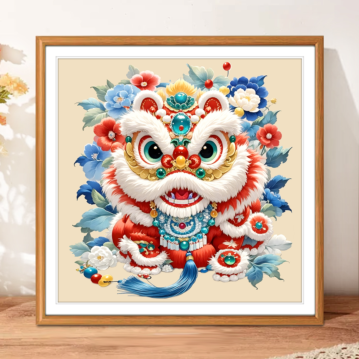 丹狮献瑞2025新款高级十字绣喜庆