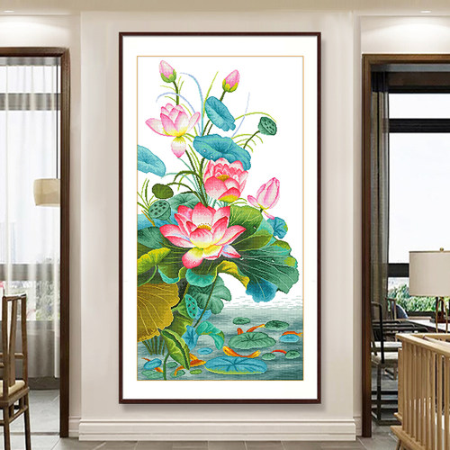 鱼悦清荷十字绣色彩高端清晰亮丽