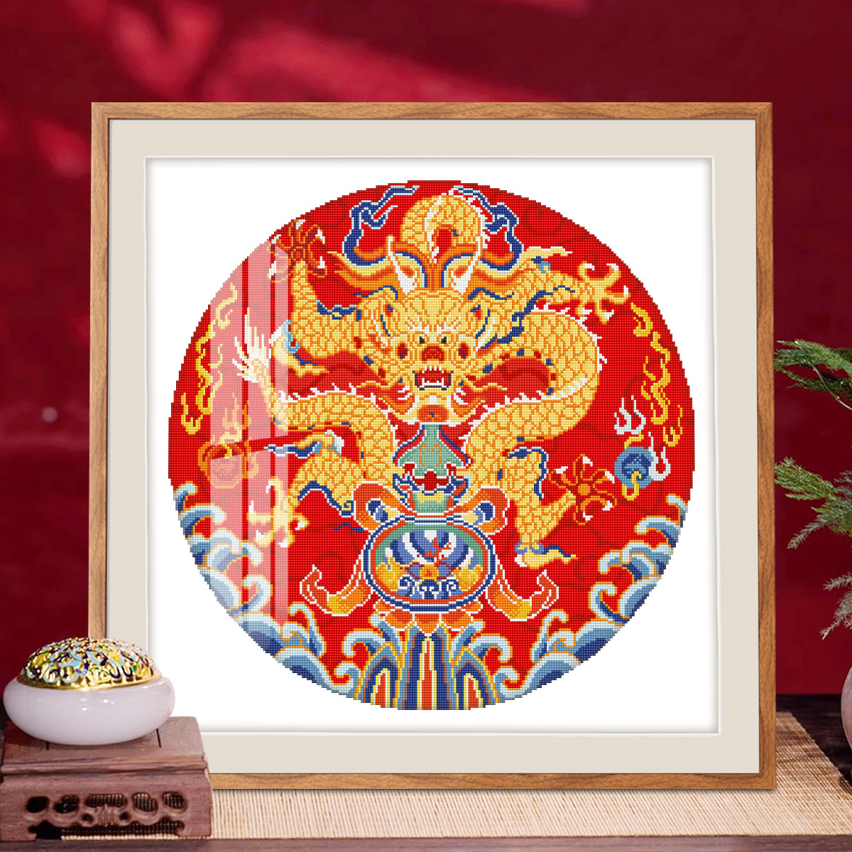 万世昌隆十字绣2025新款客厅玄关摆件手工刺绣现代古风祥龙寓意好,居家布艺,十字绣套件,淘宝优惠券,粉丝福利购,淘宝优惠卷