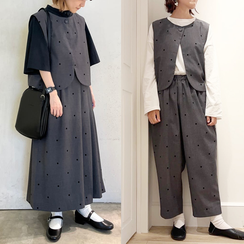 清仓特价!日本nop天鹅家前后两穿马甲+裤子裙子套装 可分开买