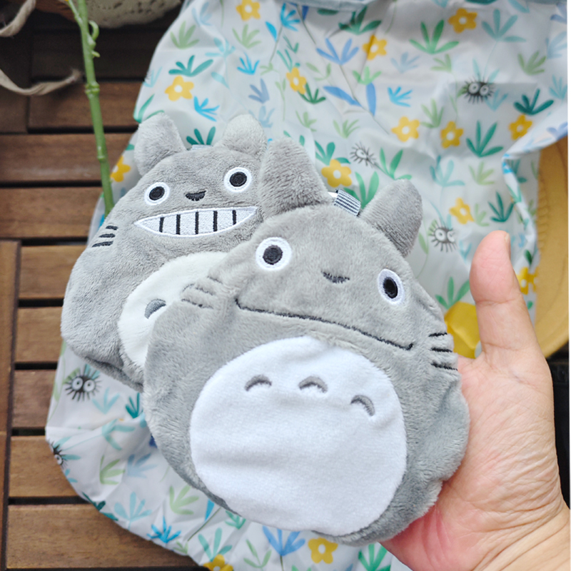 可爱毛绒绒龙猫环保袋 日本外贸卡通玩偶可收纳尼龙购物袋挂件