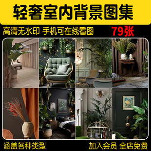 高级感轻奢背景图片室内窗帘客厅卧室直播间虚化高清绿幕设计素材