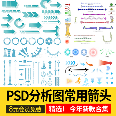 分析图常用箭头线条PSD源文件竞赛风格建筑景观设计PS文件素材库