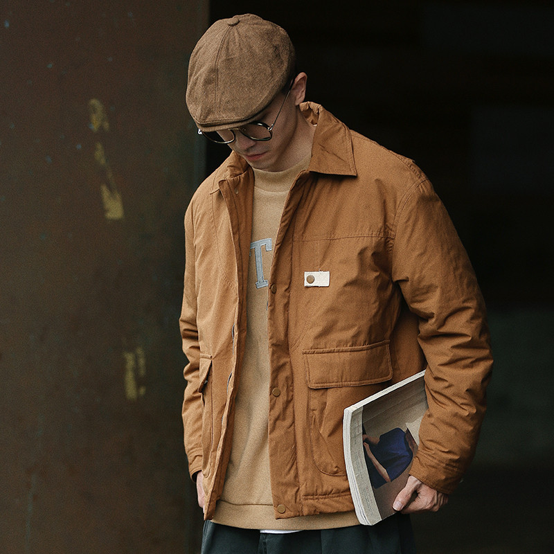 2024秋冬日系纯色男基础款美式百搭简约学生棉衣外套MY806-P100，男装棉衣，电商C309B