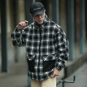 日系格子宽松棉衣外套潮牌加棉加厚韩版潮牌棉服C309B-MY2166P100图片
