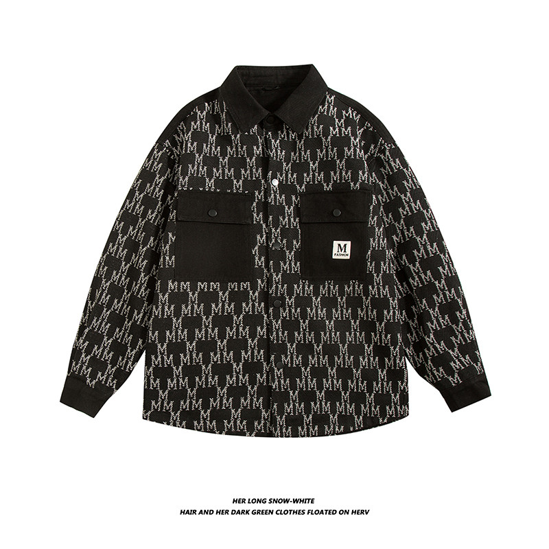 2024春装新款男士字母刺绣翻领撞色宽松百搭夹克外套男3120-P95,男装夹克,电商C309B