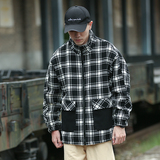 日系格子宽松棉衣外套潮牌加棉加厚韩版潮牌棉服C309B-MY2166P100，男装棉衣，电商C309B