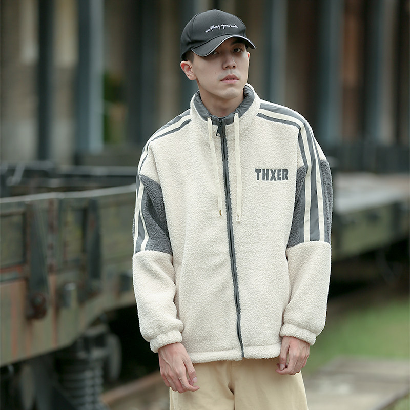 冬装日系棉衣宽松羊羔毛加厚加棉保暖羊羔绒棉服C309B-MY612-P75,男装棉衣,电商C309B