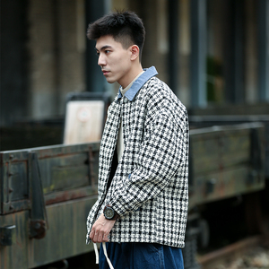 日系格子宽松棉衣外套潮牌加棉加厚韩版潮牌棉服C309B-MY2166P100图片