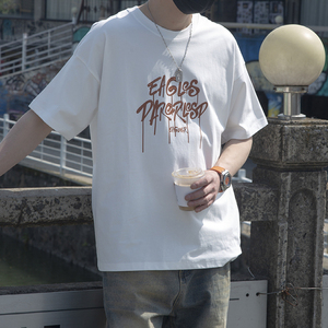 6013-P40 克重250 美式体恤男夏季新款潮流圆领落肩短袖T恤男图片