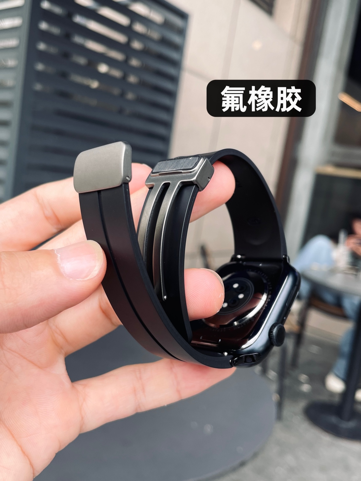 卡客FKM氟橡胶适用苹果手表iwatch表带s987磁吸扣钛扣ultra防尘好