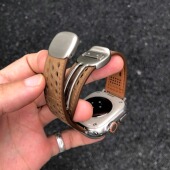 圆滑磁吸扣 适用苹果iwatch手表表带s10透气applewatch疯马皮s11