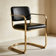 2026新款 金椅子 轻奢风不锈钢餐椅黑色皮质靠背椅现代简约设计师款