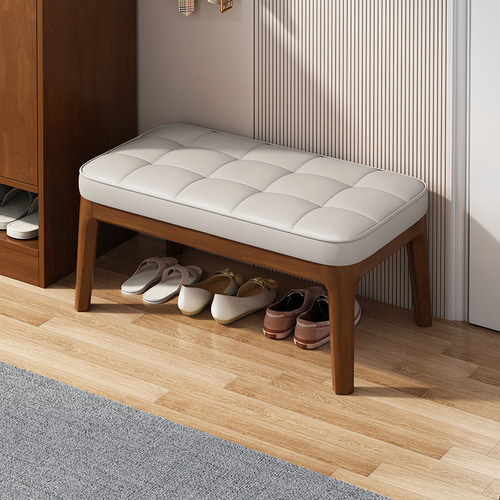 换鞋凳简约轻奢实木软包穿鞋凳