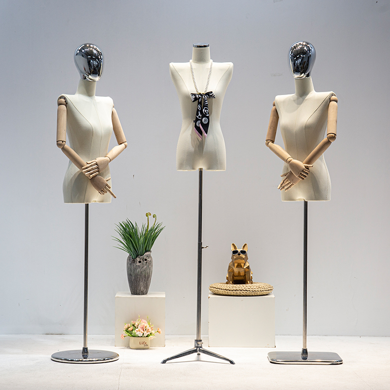 服装店平肩小胸女模特道具展示架女装半身假人台带头带手橱窗人偶