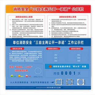 消防安全三自主两公开一承诺公示栏牌安全责任人职责管理人承诺书