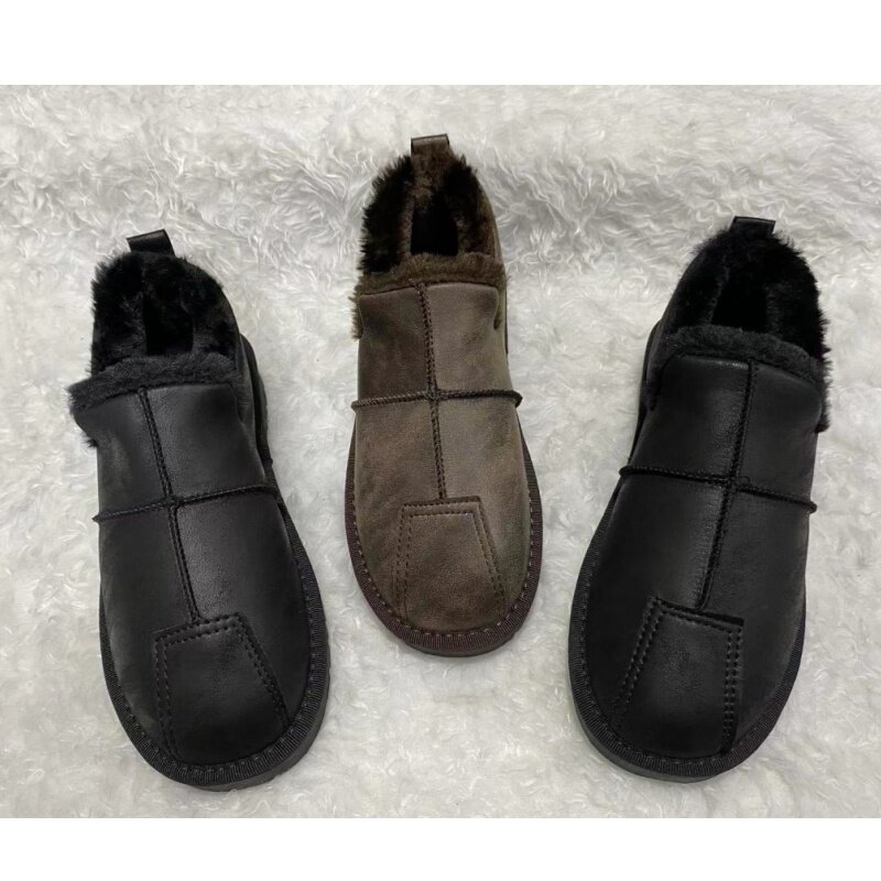 스타와 똑같은 스타일의 남자 스노우부츠 겨울 드라이버 슈즈 트렌디한 슈즈 두툼한 로우탑 슬립온 따뜻한 슈즈 푹신한 아빠 슈즈