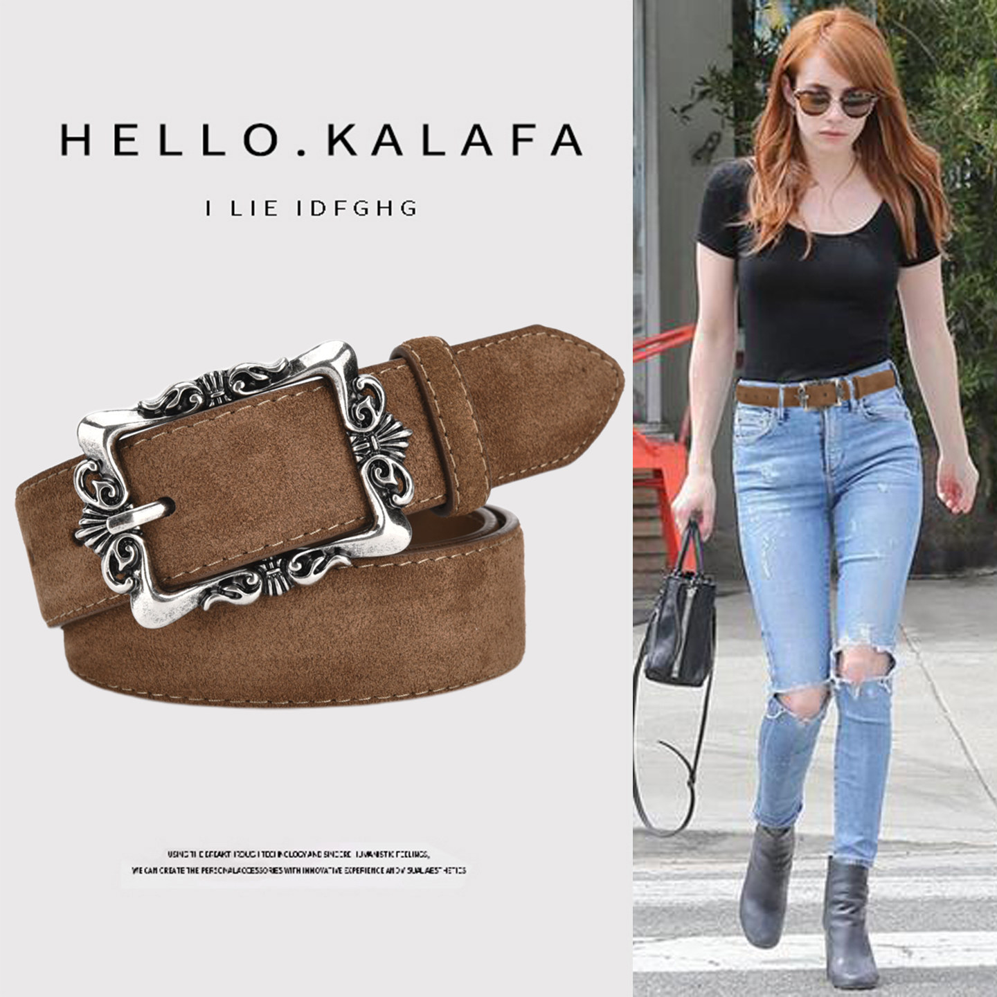 麂皮绒面皮带女真皮复古棕色宽腰带男女款高级设计感小众配牛仔裤,服饰配件/皮带/帽子/围巾,腰带/皮带/腰链,淘宝优惠券,粉丝福利购,淘宝优惠卷