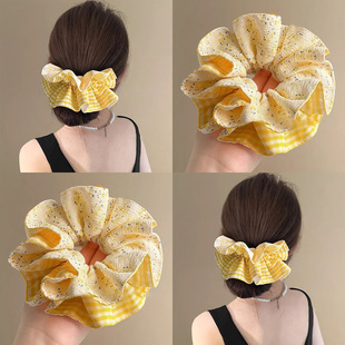 高级感气质大肠发圈发饰黄色百搭法式不伤发