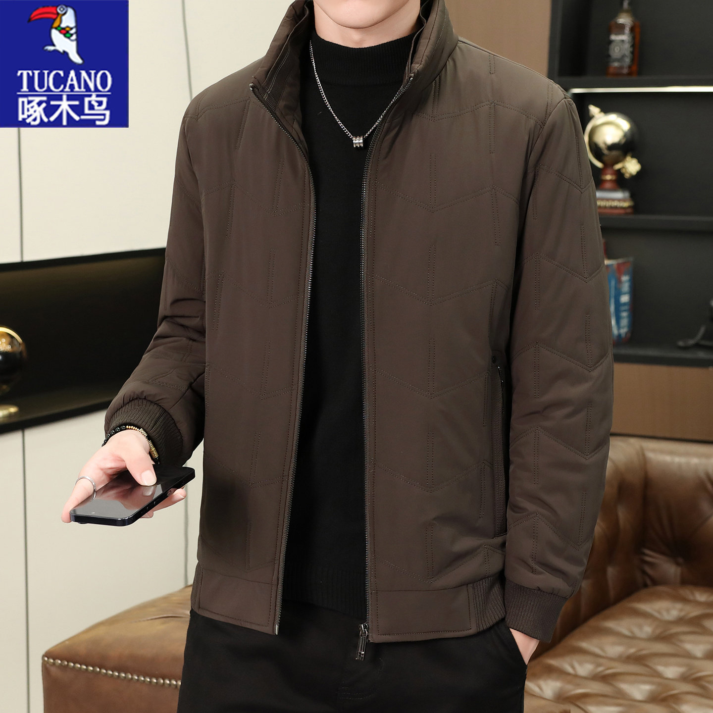 啄木鸟男冬季加厚保暖立领夹克