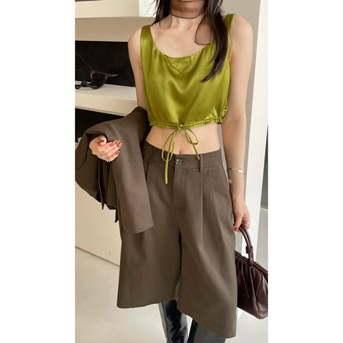 韩奈PH23秋新抽绳宽吊带背心
