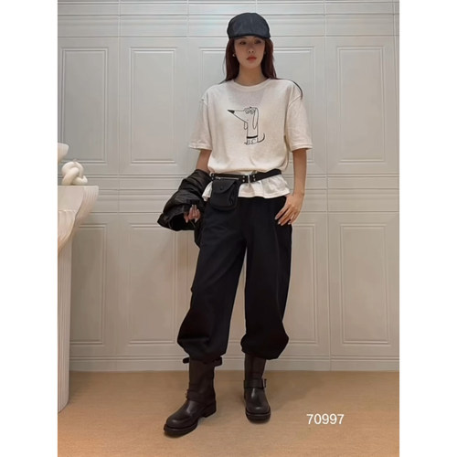 韩版松弛感小狗印花秋季女款T恤
