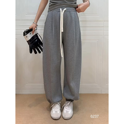 韩版秋季抽绳阔腿休闲裤女