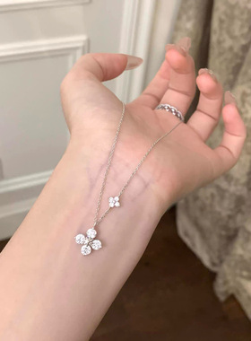 S925纯银共生四叶草项链女款轻奢小众设计高级感锁骨颈链精致百搭