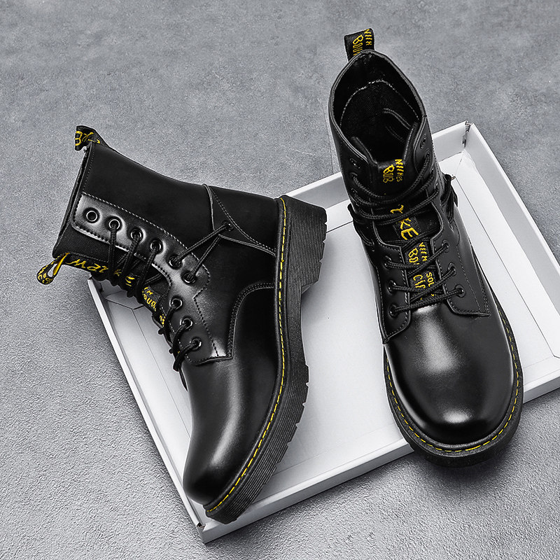 夏季男鞋英伦风高帮长筒马丁靴休闲百搭黑色工装潮鞋增高大头皮靴|msdalam kategori Kasut lelaki popular, but - dari Buy2taobao.com untuk memberikan perkhidmatan ejen Taobao profesional membeli