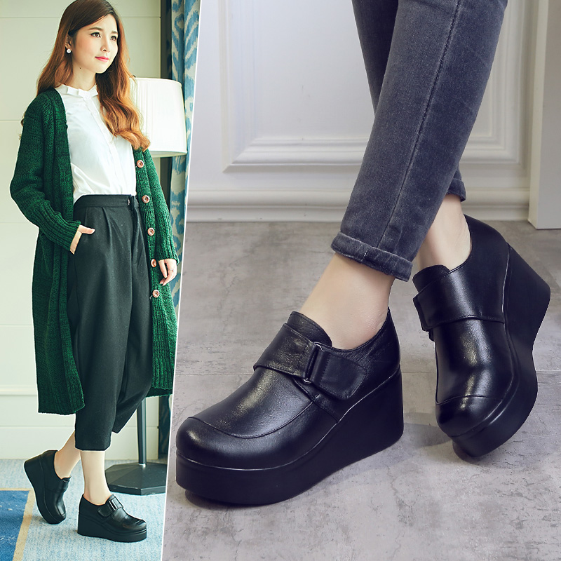 厚底坡跟时尚休闲鞋四季皮鞋