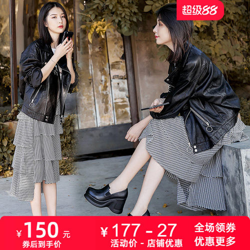 厚底新款真皮深口坡跟复古女单鞋
