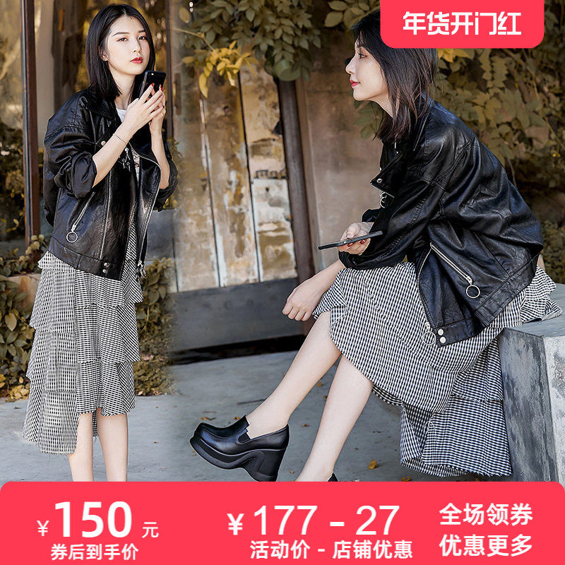 2026春秋新款真皮深口女单鞋坡跟复古厚底松糕鞋英伦高跟女鞋皮鞋,女鞋,深口单鞋,淘宝优惠券,粉丝福利购,淘宝优惠卷