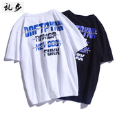 上衣韩版 夏季 潮牌 t恤个性 印花纯棉衣服宽松潮流半袖 原宿男士 短袖
