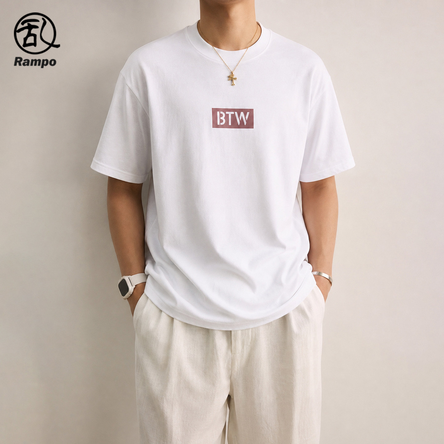 男士夏天松弛感穿搭纯棉短袖T恤