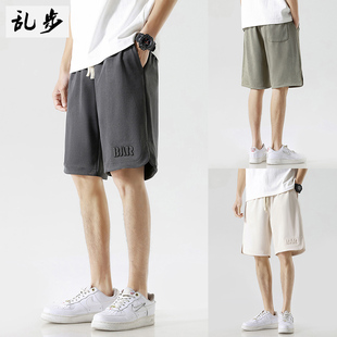 男生夏季 子男中裤 宽松五分裤 直筒运动裤 针织卫裤 乱步潮牌休闲短裤